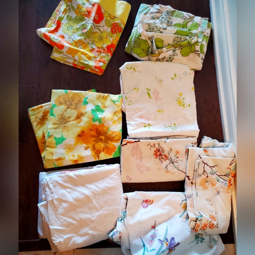 Various vintage flat sheets twin, double (8)